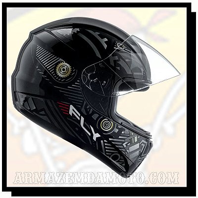 CAPACETE FLY F-9 MOTOR PRETO / GRAFITE