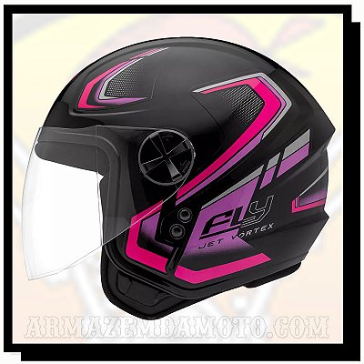 CAPACETE FLY JET VORTEX PRETO / PINK