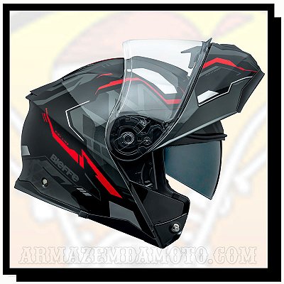 CAPACETE ESCAMOTEÁVEL BIEFFE B-DYNAMIC ATTRACTIE PRETO / VERMELHO