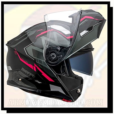 CAPACETE ESCAMOTEÁVEL BIEFFE B-DYNAMIC ATTRACTIE PRETO / ROSA