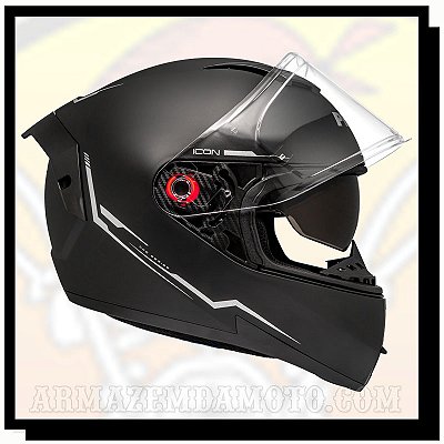 CAPACETE ICON PRO NKD PRETO FOSCO COM ÓCULOS FUMÊ INTERNO