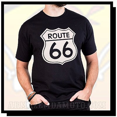 CAMISETA PRETA ROTA 66 MOTOCICLISMO
