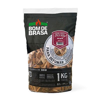 Wood Chips - Lascas para Defumação Bom de Brasa - Acácia Negra 1 kg.