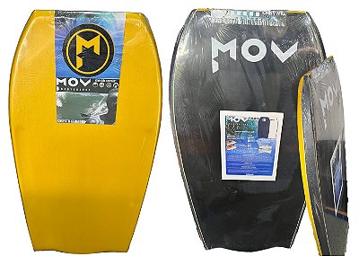 Prancha Bodyboard MOV Tamanho 42''  1 Stringer  Bat Tail Amarelo/Preto Deck 5mm