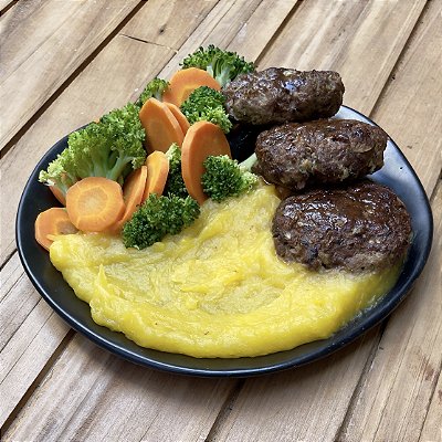Kafta, purê de mandioquinha com cenoura e brócolis - 300g