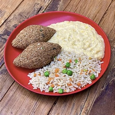 Kibe recheado, creme de milho e arroz integral colorido - 360g