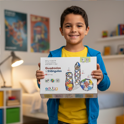 Kit Edulig Quadrados e Triângulos - 115 peças e conexões