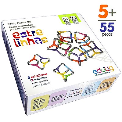Quebra-cabeça Edulig Puzzle 3D Estrelinhas - 55 peças e conexões