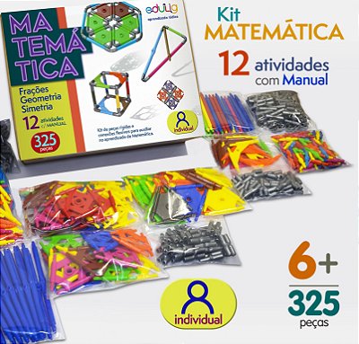 Kit Pedagógico Matemática Individual Edulig - Aprenda Geometria e Frações Brincando | 380 Peças