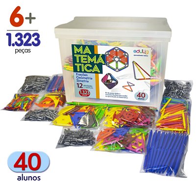 Brinquedo Educativo Edulig Matemática 40 alunos - com Manual do Professor - 1.286 peças e cpmexões