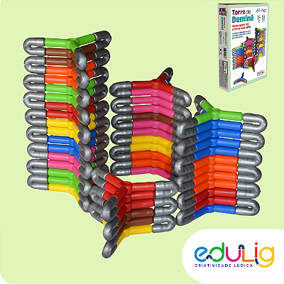Jogo Torre Dominó Edulig - 140 peças e conexões - Para até 4 jogadores
