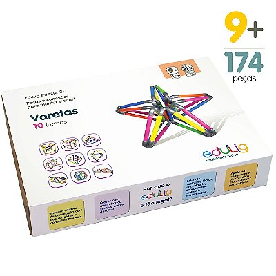 Quebra-cabeça Edulig Puzzle 3D Varetas - 174 peças e conexões