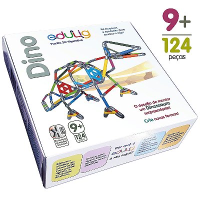 Quebra-cabeça Edulig Puzzle 3D Dino - 124 peças e conexões