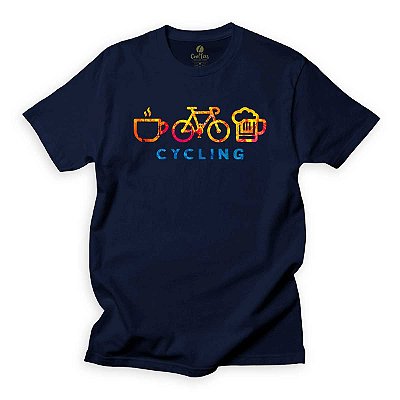 Camiseta Ciclista Cool Tees Bicicleta Café e Cerveja Diferente