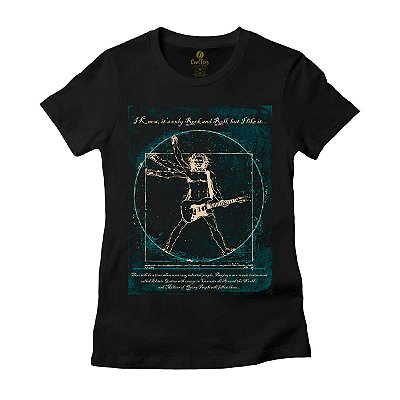 Camiseta Feminina Rock Cool Tees Guitarra Da Vinci Guitarristas