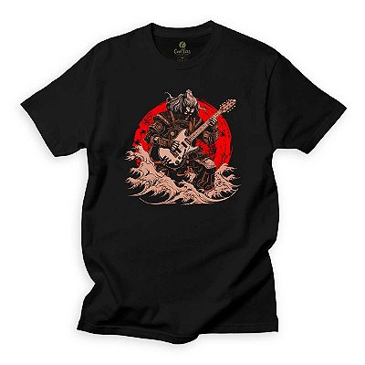 Camiseta Rock Cool Tees Musica Guitarra Samurai