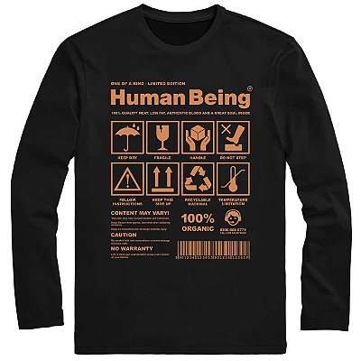 Camiseta Manga Longa Geek Cool Tees Etiqueta Seres Humanos