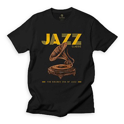 Camiseta Musica Cool Tees  Jazz Golden Era Gramofone Vintage Diferente