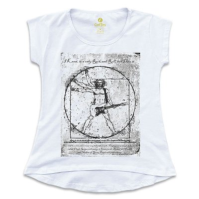 Camiseta T-Shirt Feminina Rock Cool Tees Guitarra Da Vinci