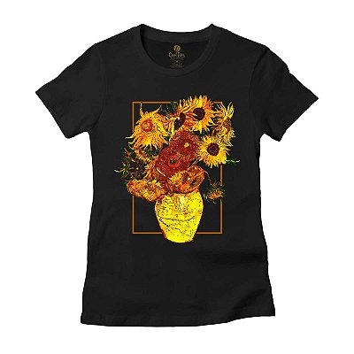 Camiseta Feminina Arte Pintores Cool Tees Girassol Van Gogh