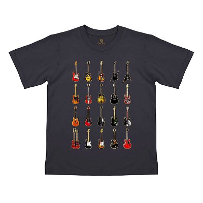 Camiseta Infantil Rock Cool Tees Guitarra Lendas do Rock