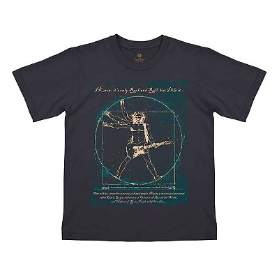 Camiseta Infantil Rock Cool Tees Guitarra Da Vinci Guitarristas