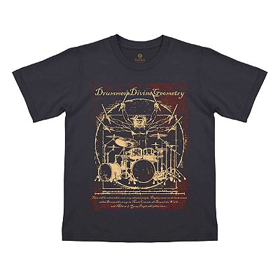 Camiseta Infantil Rock Cool Tees Baterista Da Vinci