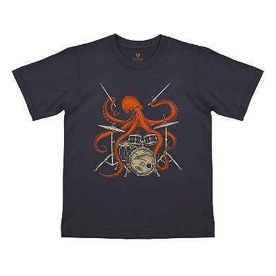 Camiseta Infantil Rock Cool Tees Musica Bateria Polvo Baterista