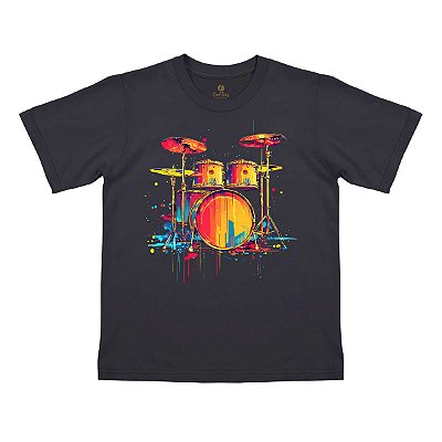 Camiseta Infantil Musica Cool Tees Bateria Baterista Arte Criativa