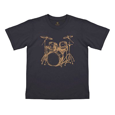 Camiseta Infantil Cool Tees Rock Baterista e Esboço Bateria