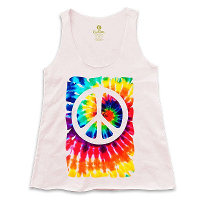 Camiseta Feminina Regata Cool Tees Tie Dye Simbolo da Paz