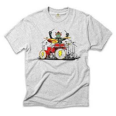 Camiseta Rock Cool Tees Baterista Robot