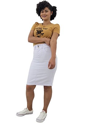 Saia Jeans Midi Branca