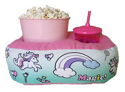 ALMOFADA KIT PIPOCA MAGIC PARA COLORIR + 1 COPO COM TAMPA E CANUDO