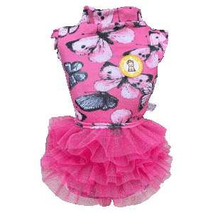 Vestido Regata Borboletas com Tule (tutu) pra Pets