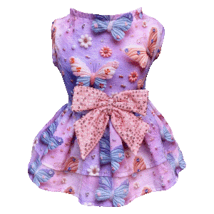 Vestido Pet Borboletas e Pérolas