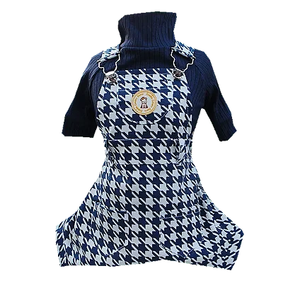 Jardineira Pied de Poule com blusinha canelada