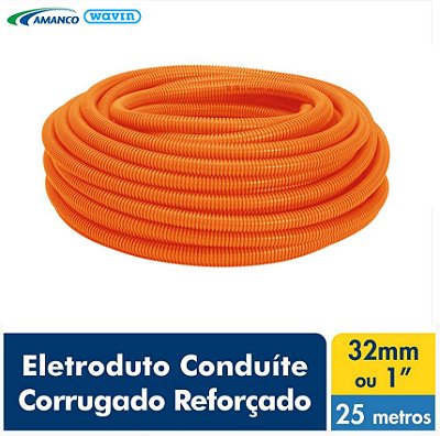 Amanco Eletrica Eletroduto Corrugado Laranja Conduite Reforçado Dn 32X25M