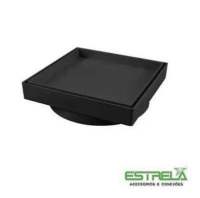 Estrela Ralo Invisivel Quadrado 10x10cm Cor: Preto Material: PVC - 1705