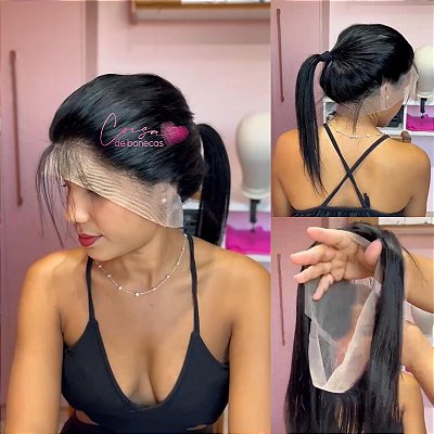 FRONTAL 360 GRAUS 45 CM CABELO HUMANO LISO
