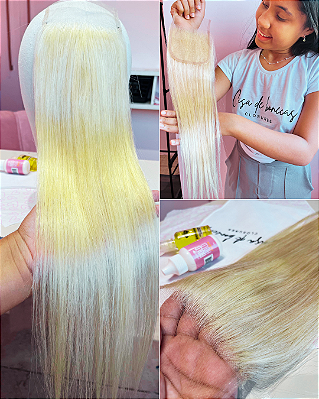 TOP CLOSURE CABELO HUMANO LISA LOIRA  45CM