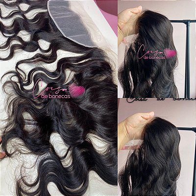 FRONTAL CLOSURE ORELHA A ORELHA  CABELO HUMANO ONDULADA 35 cm