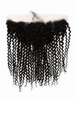 FRONTAL CLOSURE ORELHA A ORELHA HUMANA CRESPA  45 cm