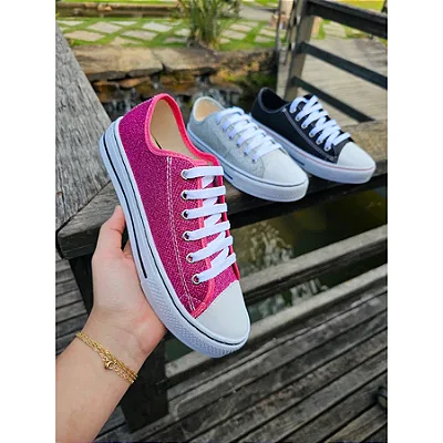 Tênis Feminino Star em Glitter Casual Macio e Confortável Pink