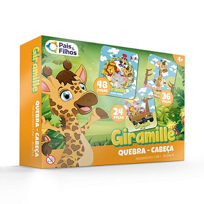 Jogo Quebra-Cabeça Giramille Bilingue - Progressivo 3 em 1 - Pais e FIlhos
