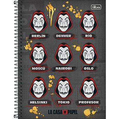 Caderno La Casa de Papel - Personagens - 80 folhas - Tilibra