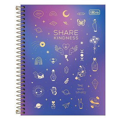 Caderno Colegial Doodles - Share Kindness - 80 Folhas - Tilibra