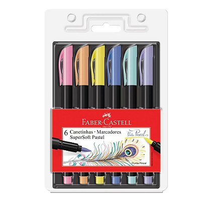 Canetinha SuperSoft Pastel - 6 Cores - Faber Castell