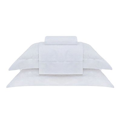 Jogo de Cama Damask Square Branco King - 300 Fios - Buddemeyer