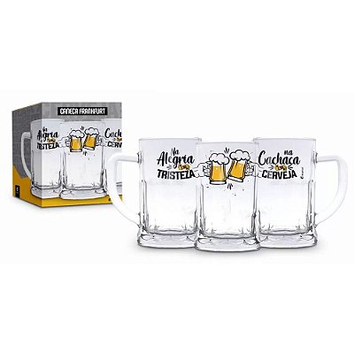 Caneca Vidro 565ml - Na Alegria e na Tristeza - BrasFoot